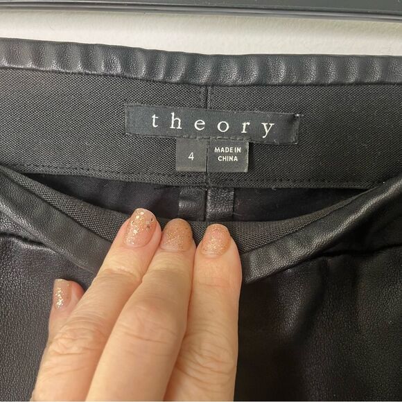 Theory Adbelle Leather Pull On Leggings 4 - Picture 4 of 8